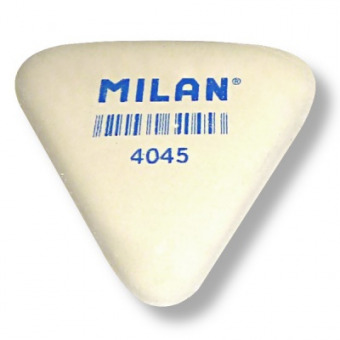 Ластик MILAN "4045" 3,9х3,4х0,9 см, синтетический каучук, мягкий, треугольный, белый