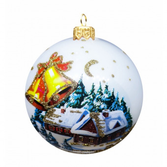 Стеклянный елочный шар "Город на Рождество" 8 см, подвеска, в подарочной упаковке