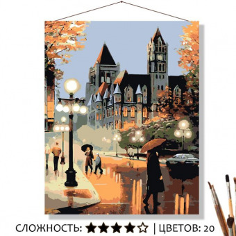 Картина по номерам на холсте 50х40 см "Вечерняя Прага"