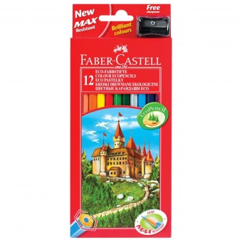Цветные карандаши  FABER-CASTELL "ECO Замок" 12 цветов, с точилкой