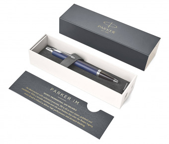 Ручка подарочная шариковая автоматическая PARKER IM Core K321, Matte Blue CT 0,7 мм, синяя