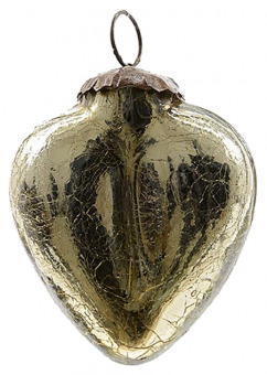 Стеклянная елочная игрушка Decoris "Изящное сердечко" 7,5 см, золотой, подвеска