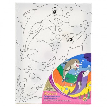 Холст для рисования по номерам "Веселые дельфины" 18х24 см