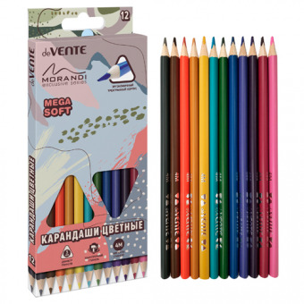 Цветные карандаши deVENTE "Trio Mega Soft Marandi" 12 цветов, трехгранные, натур. дерево, картонная коробка