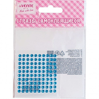 Стразы самоклеящиеся deVENTE "Dots" (круглые) 4мм, 100 шт., цвет голубой, в пластиковом пакете