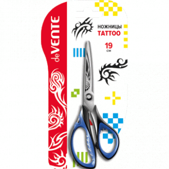 Ножницы  deVENTE "Tattoo" 19 см прорезиненные, в блистере