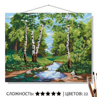 Картина по номерам на холсте 50х40 см "Лесной ручей"