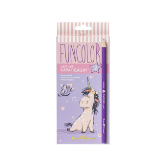 Цветные карандаши Bruno Visconti "FunColor" 12 цветов, пластиковые, трехгранные, картонная коробка с европодвесом