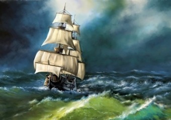 Рисование по номерам 40х50 см "Корабль на грозных волнах"