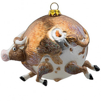 Стеклянная елочная игрушка Holiday Classics "Корова Ингрид - пролетая над Страсбургом", 10 см, подвеска