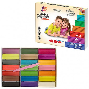 Пластилин детский Луч "Школа творчества" 21 цвет, со стеком, картонная упаковка
