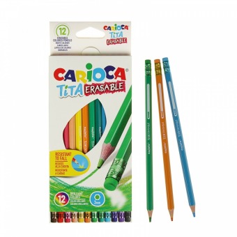 Цветные карандаши CARIOCA "Tita" 12 цветов, пластиковые, стираемые